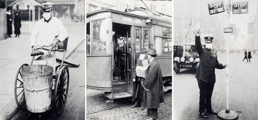 Tekst o pandemii grypy z lat 1918-1920. Na zdjęciu: Kolaż osób wsiadających do tramwaju - HelloZdrowie