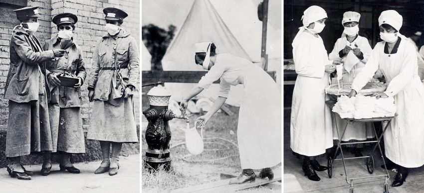Tekst o pandemii grypy z lat 1918-1920. Na zdjęciu: Kolaż kilku kobiet ubranych w mundury - HelloZdrowie