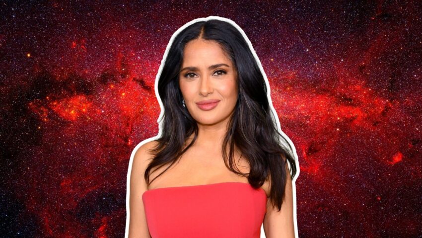 Salma Hayek, grafika: Getty Images, Canva