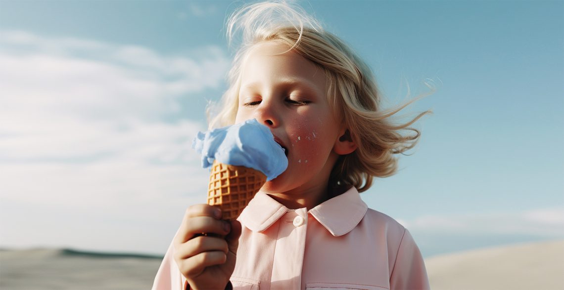 Na zdjęciu dziecko jedzącego loda w kolorze niebieskim-HelloZdrowie