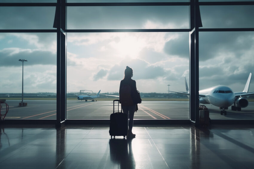 Kobieta la lotnisku. Tekst dotyczy turystyki medycznej