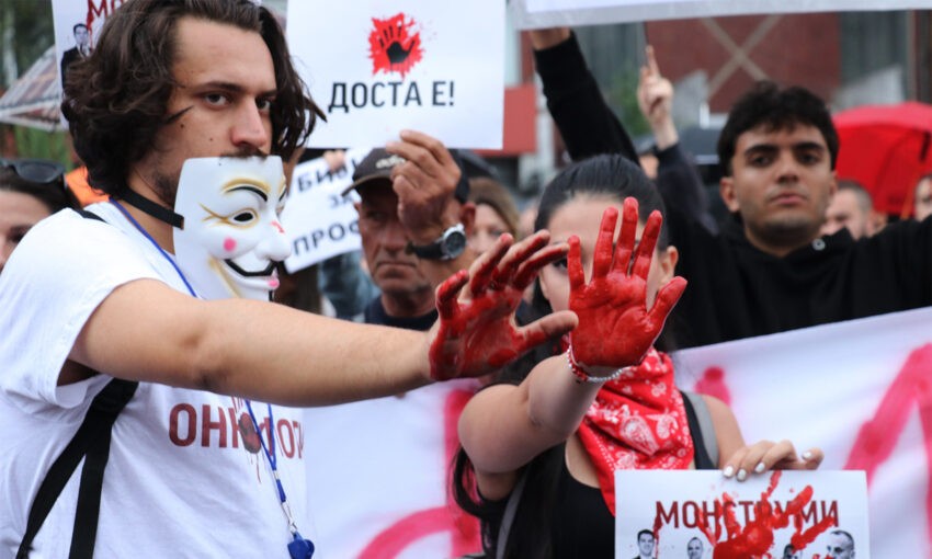 Zdjęcie z protestów w Macedonii Północnej\ HelloZdrowie