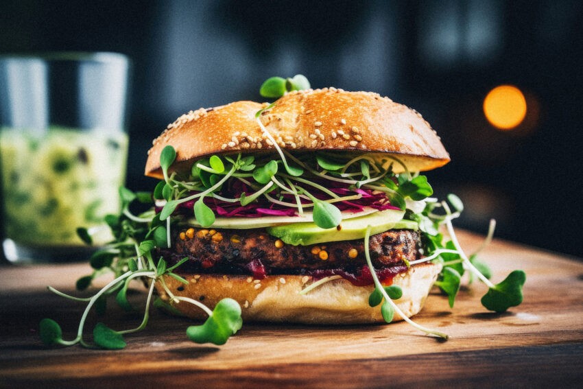 Na zdjęciu wegetariański burger- HelloZdrowie