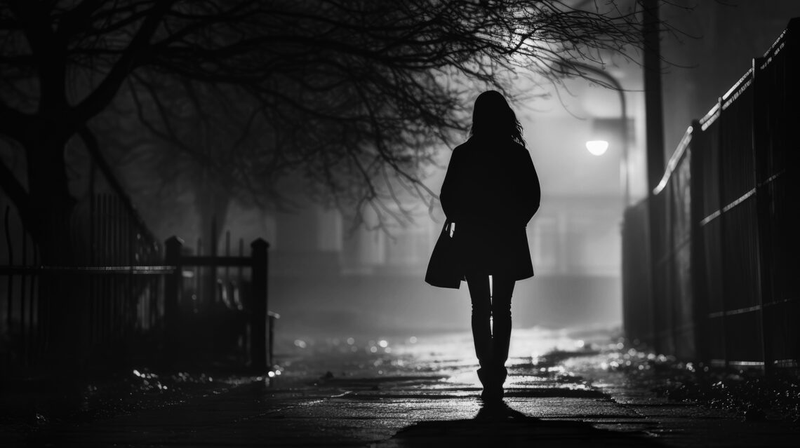 Na zdjęciu kobieta tyłem, idąca miastem nocą- Hello Zdrowie