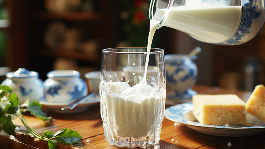Listeriozą można zarazić się poprzez wypicie nieświeżego mleka - szklanka, do której nalewane jest mleko z dzbanka