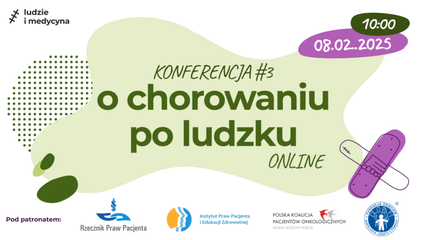 grafika zapowiadająca Konferencję "O chorowaniu po ludzku"